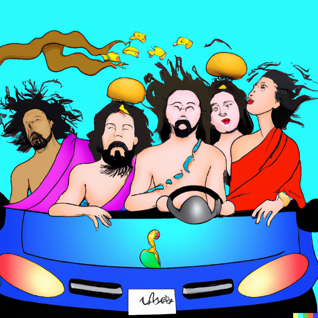 Freedom-of-religion-jesus-moses-buddha-krishna-in-a-convertible-with-the-top-down.jpg